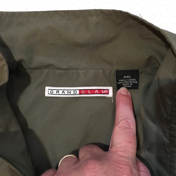 GRAND SLAM Mens Sleeveless Golf Vest Olive Green Quarter Zip Pullover XXL - Picture 2 of 6